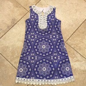 Royal blue and lace dress